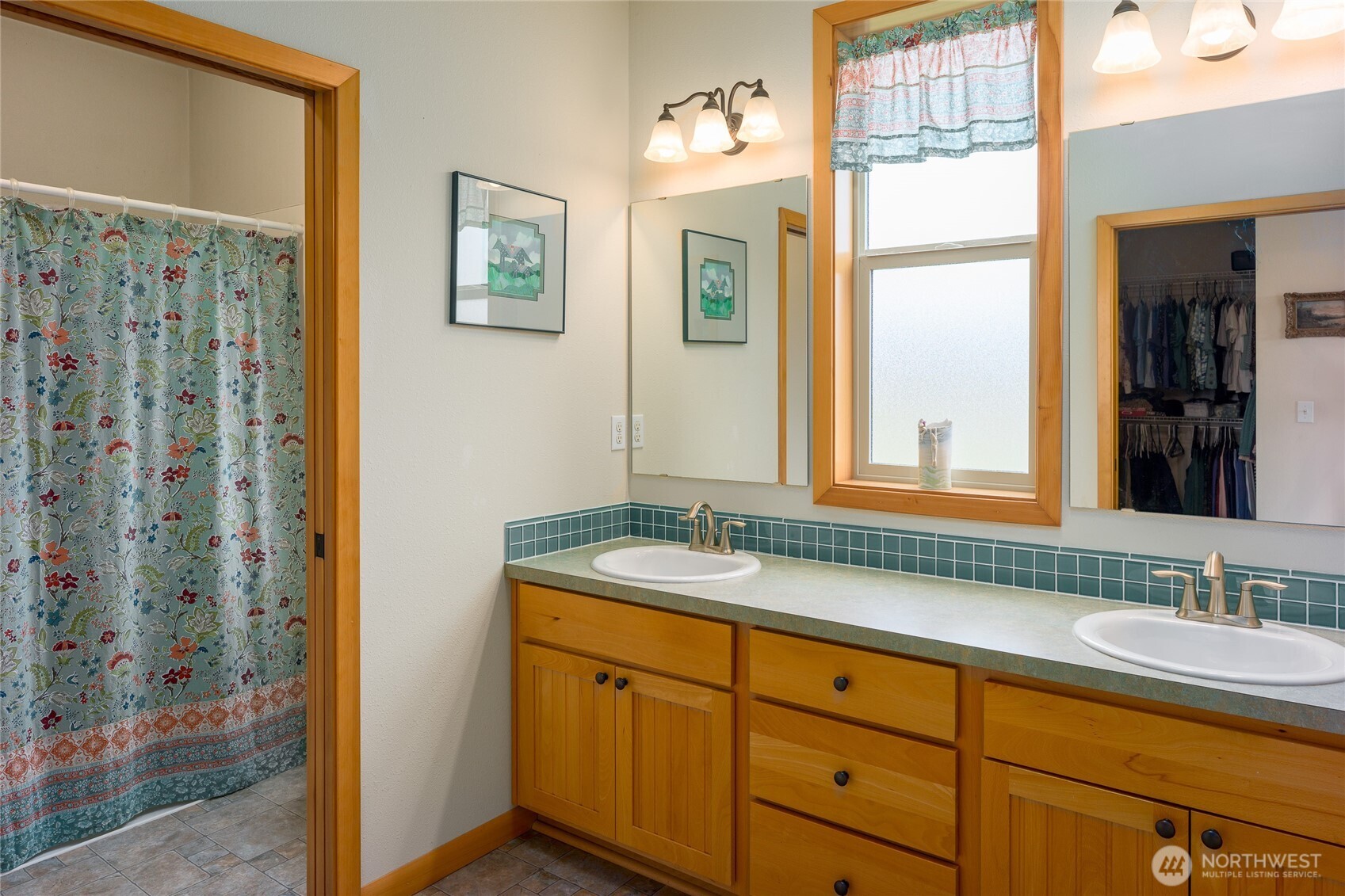110 Clay Hill Road Lopez Island, WA 98261 - Photo 15 of 35 a bathroom with a granite countertop sink mirror and double