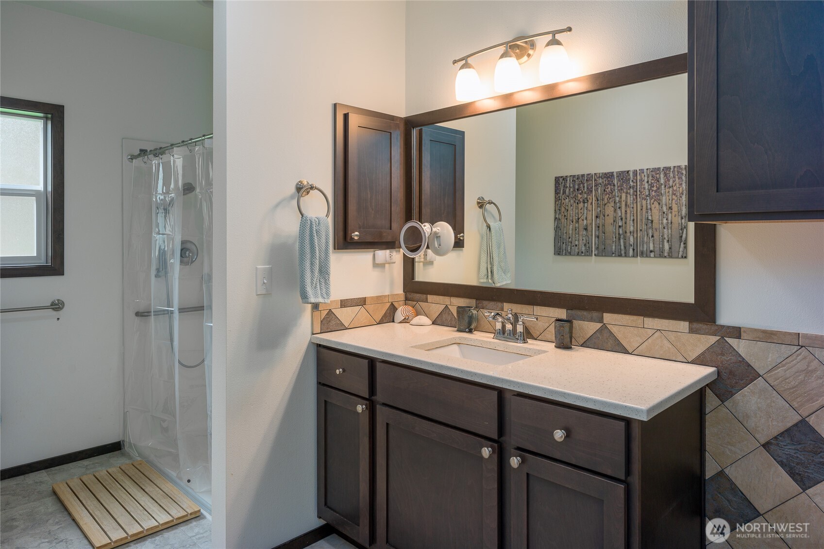 110 Clay Hill Road Lopez Island, WA 98261 - Photo 27 of 35 a bathroom with a sink and a mirror