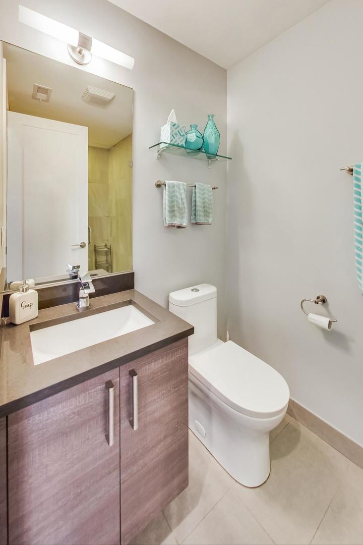 1033 South Racine Avenue, Unit 3SR Chicago, IL 60607 - Photo 19 of 49 a bathroom with a sink toilet and mirror