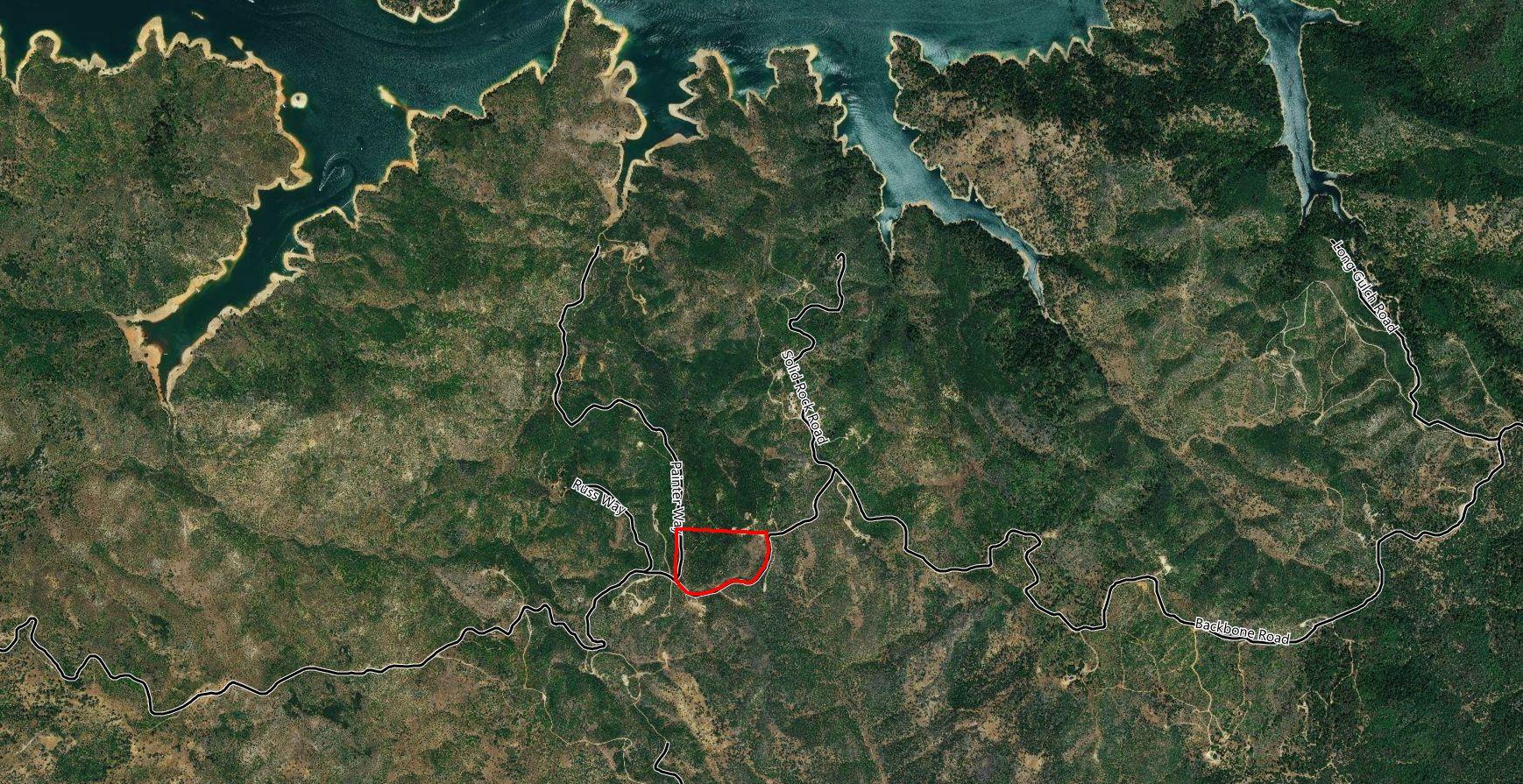 20-acres 20-acres Backbone Ridge Road Bella Vista, CA 96008 - Photo 6 of 8 Aerial with proximity to lake