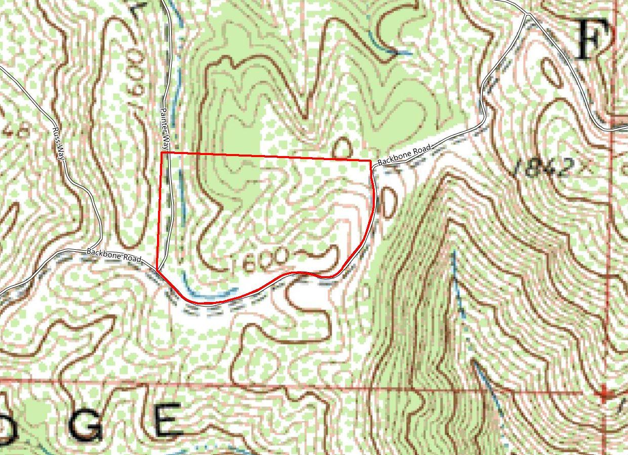 20-acres 20-acres Backbone Ridge Road Bella Vista, CA 96008 - Photo 7 of 8 Topo with approx border