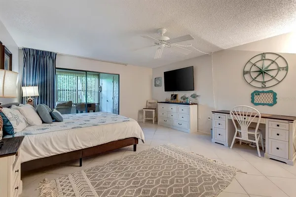 a bedroom with furniture and a flat screen tv