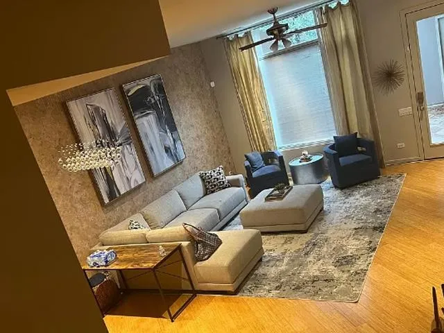 a living room with furniture