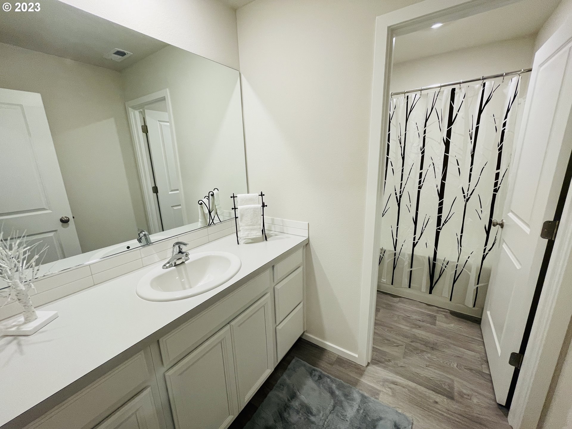 2927 W Street Springfield, OR 97477 - Photo 29 of 38 a bathroom with double vanity sink and a mirror