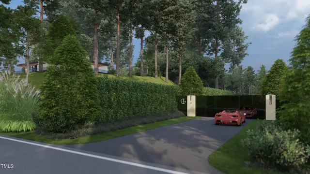 a backyard of a house with a yard and outdoor seating