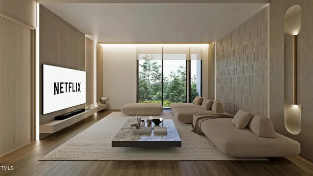 a living room with furniture rug and window