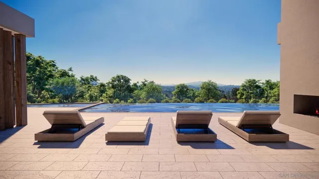a view of a backyard with plants and trees