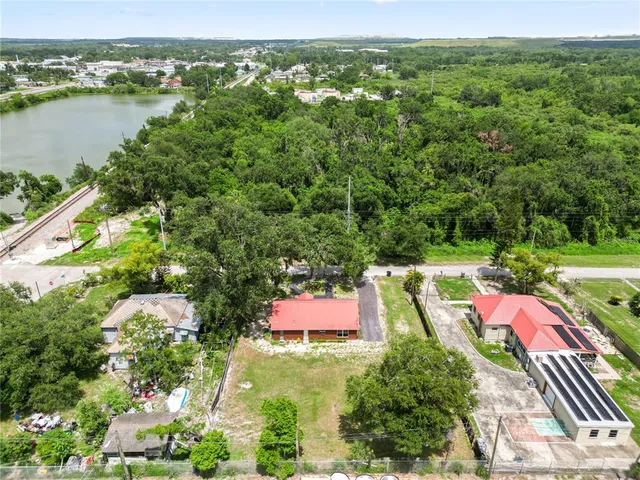 a view of lake and houses