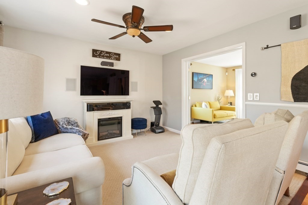 82 Hammersmith Drive Saugus, MA 01906 - Photo 13 of 41 a living room with furniture a fireplace and a flat screen tv