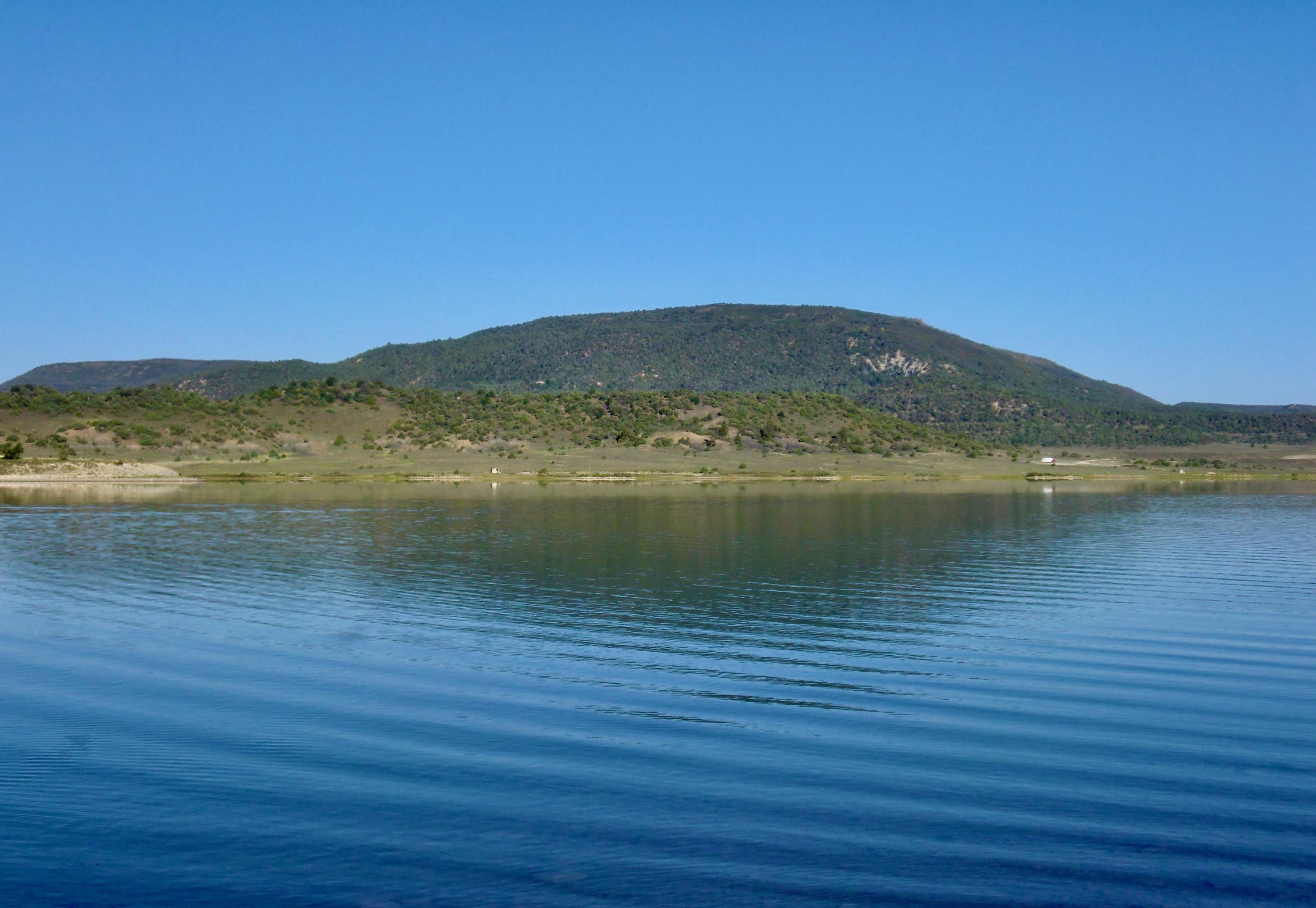 a view of lake with mountain