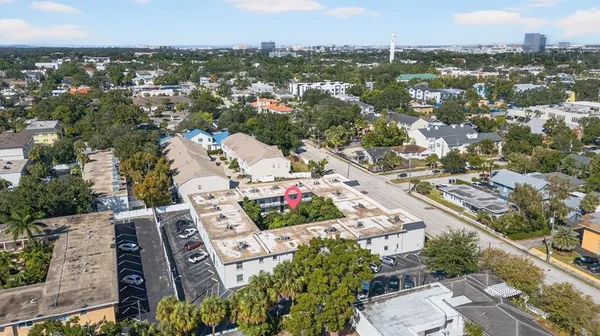 an aerial view of a city
