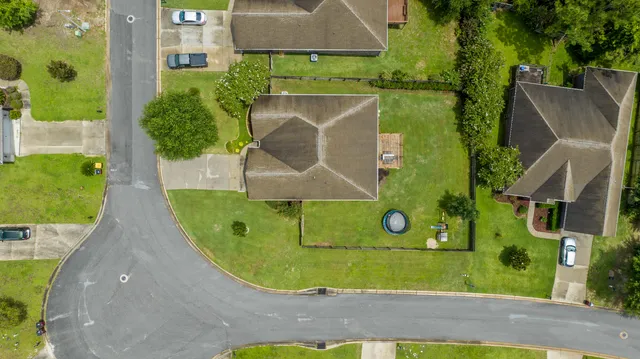 an aerial view of a house