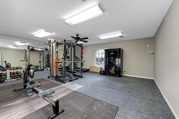 a view of a room with gym equipment