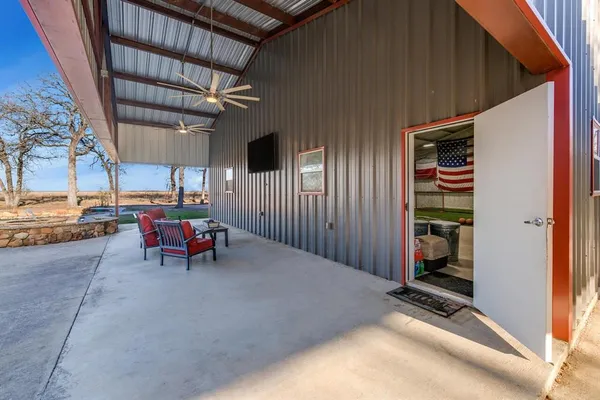 a view of outdoor space with seating area