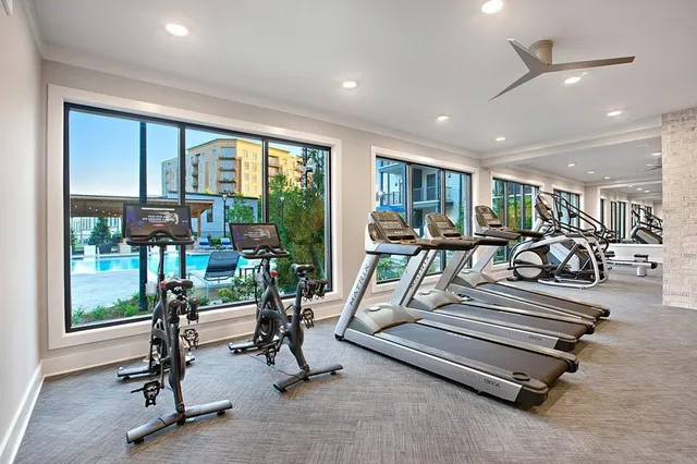 a view of a room with gym equipment