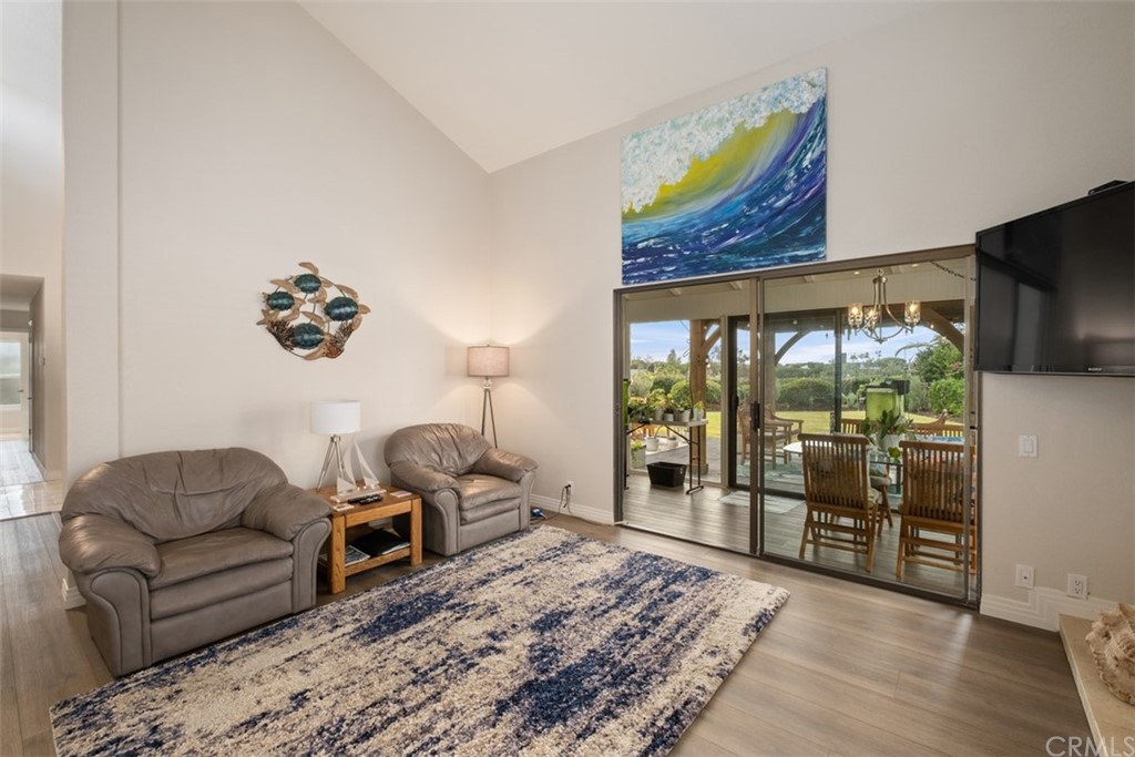 33491 Periwinkle Drive Dana Point, CA 92629 - Photo 8 of 41 a living room with furniture a flat screen tv and floor to ceiling window