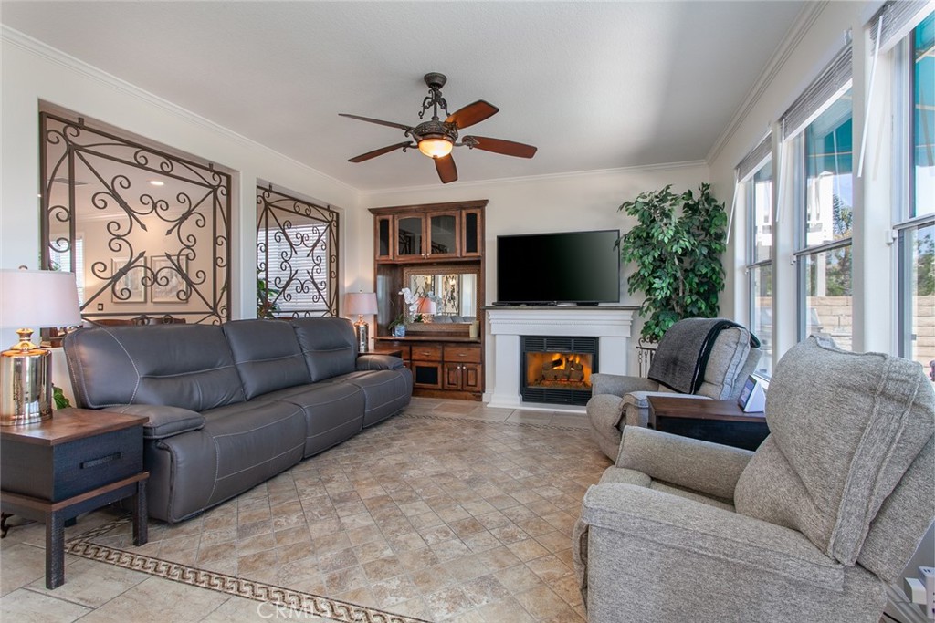 26211 Reade Place Stevenson Ranch, CA 91381 - Photo 11 of 42 a living room with furniture a fireplace and a flat screen tv