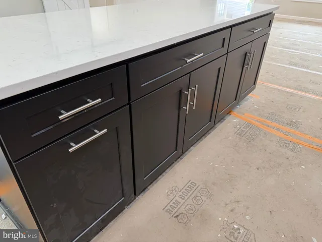 a view of a room with cabinets