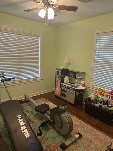 a room with gym equipment