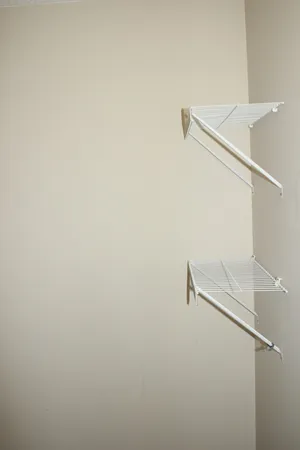a close up view of racks on the wall