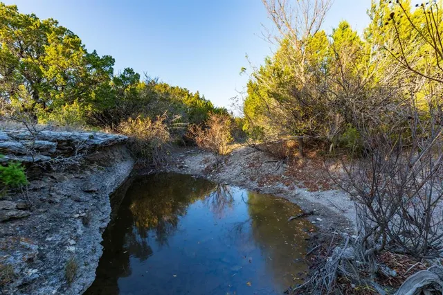 a view of a lake with outside area