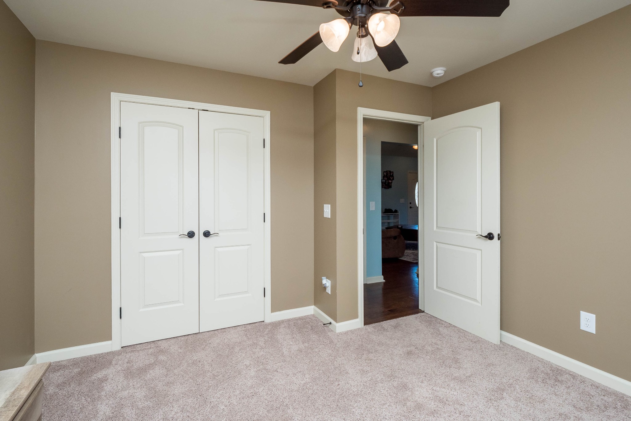 736 Lear Road Portland, TN 37148 - Photo 17 of 21 an empty room with closet and a chandelier fan