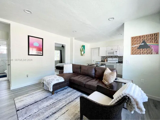 a living room with furniture