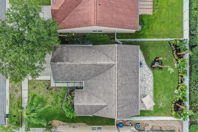 an aerial view of a house