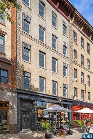 a front view of a building with street