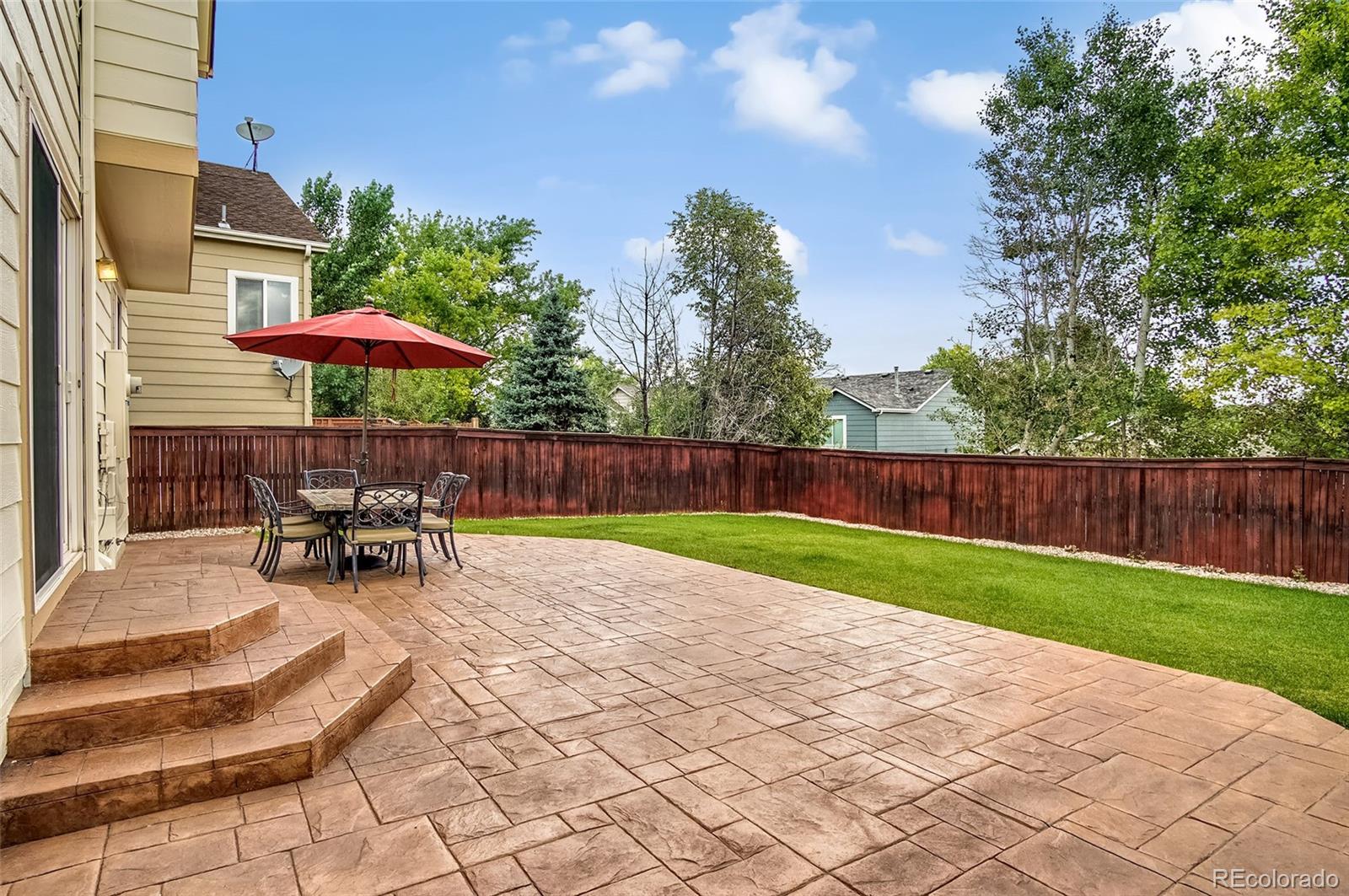 9688 Queenscliffe Drive Highlands Ranch, CO 80130 - Photo 34 of 34 a view of a backyard with sitting area and furniture