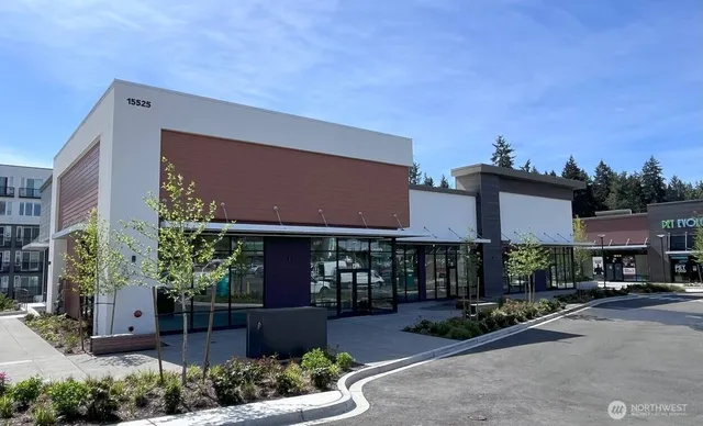 a front view of a house with yard and green space