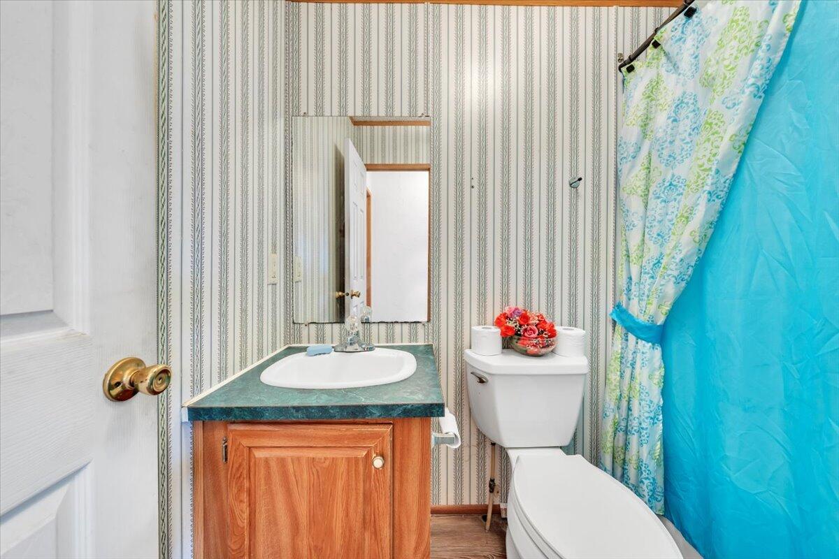1421 Mob Creek Road Bedford, VA 24523 - Photo 28 of 44 a bathroom with a sink vanity mirror and toilet