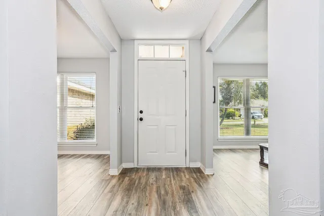 a view of a room that has a window in it