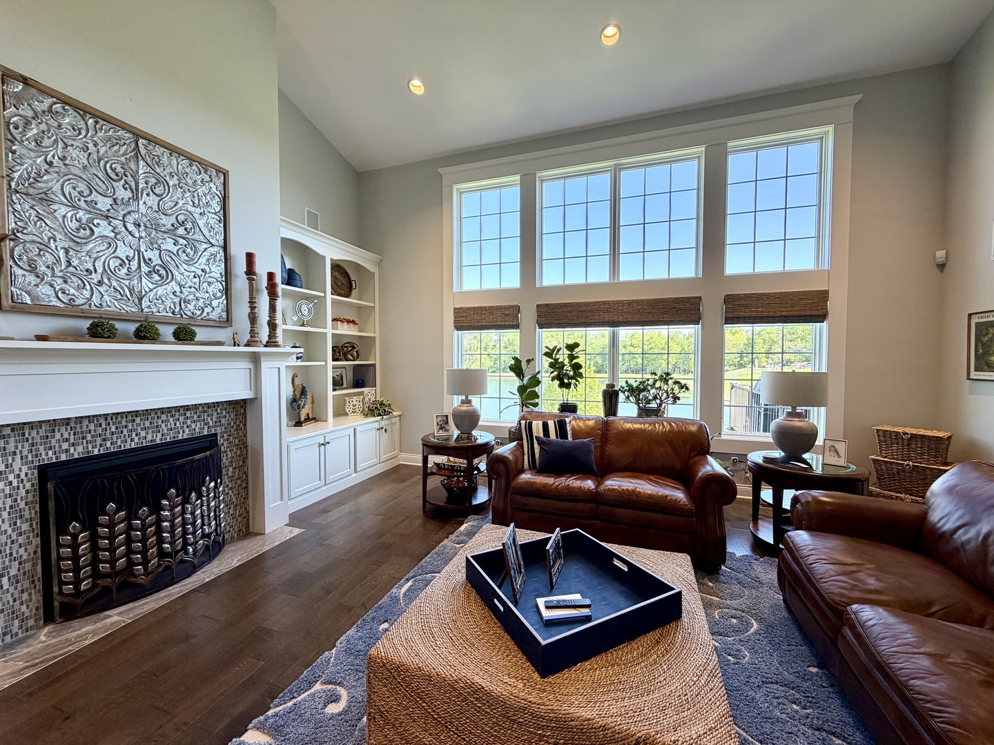 400 Constitution Boulevard Monticello, IL 61856 - Photo 15 of 58 a living room with furniture a fireplace a large window and a fireplace