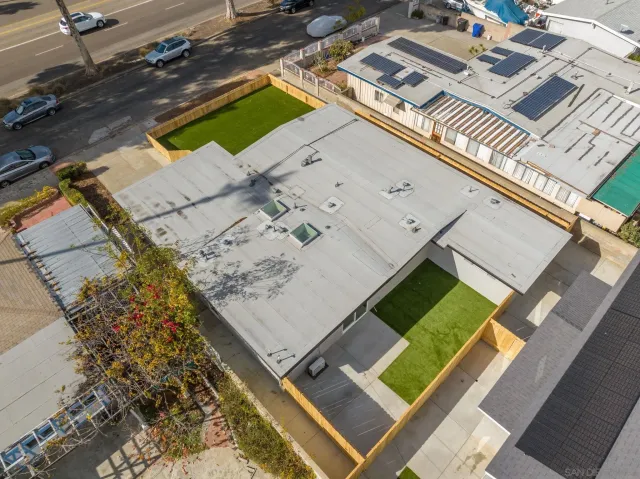 an aerial view of a house