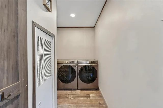 a view of a street with an outdoor seating