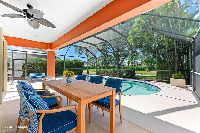 a view of a backyard with a patio