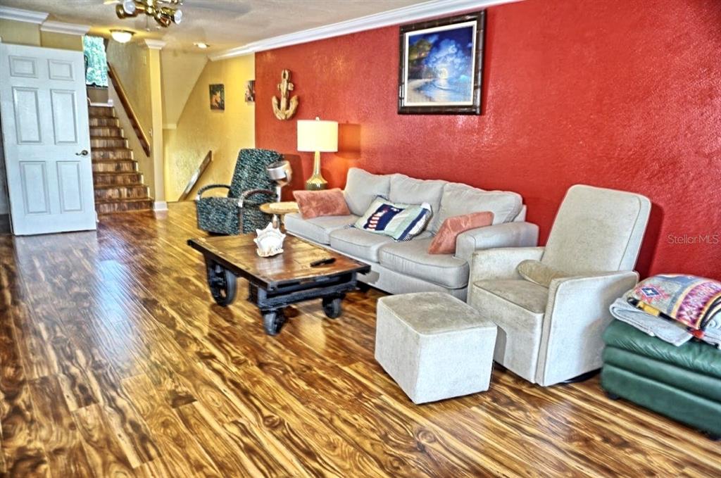 1873 Mazo Manor Road, Unit 5 Lutz, FL 33558 - Photo 3 of 41 a living room with furniture and wooden floor