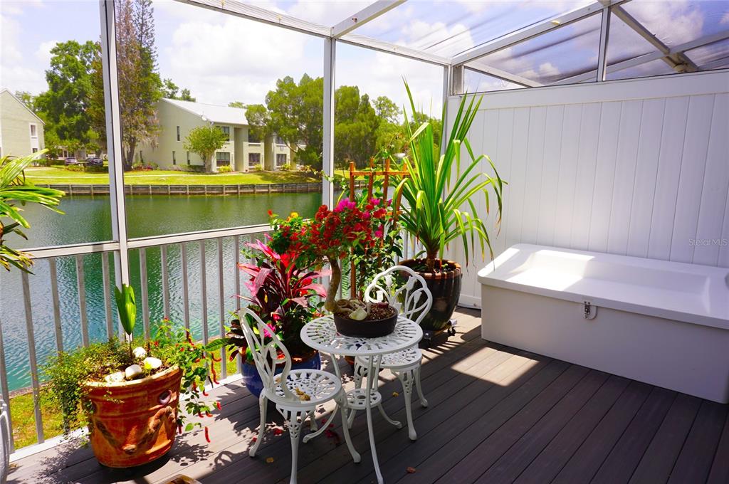 1873 Mazo Manor Road, Unit 5 Lutz, FL 33558 - Photo 35 of 41 a view of a porch with furniture and a potted plant