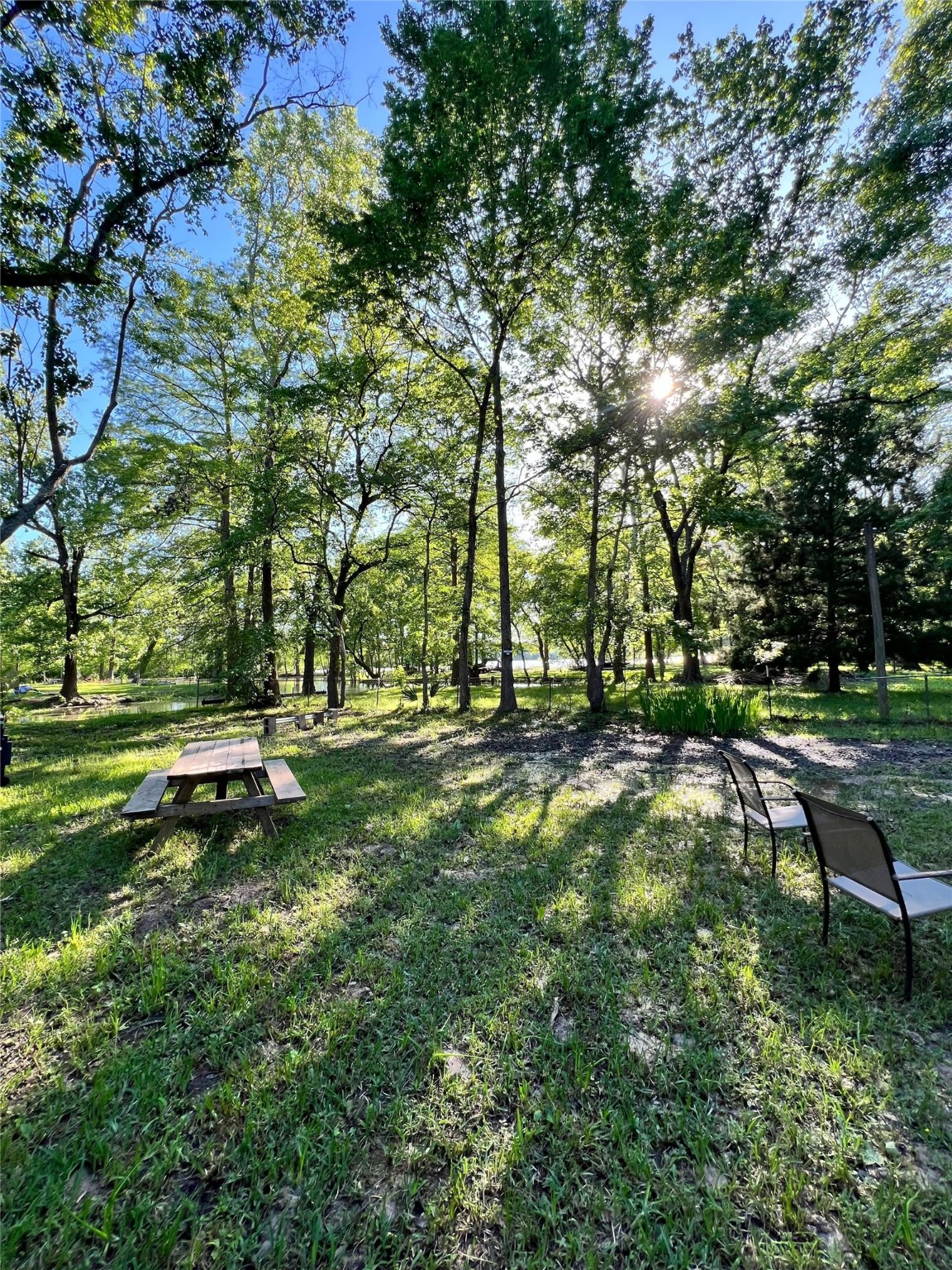 a backyard of a house with a yard and outdoor seating
