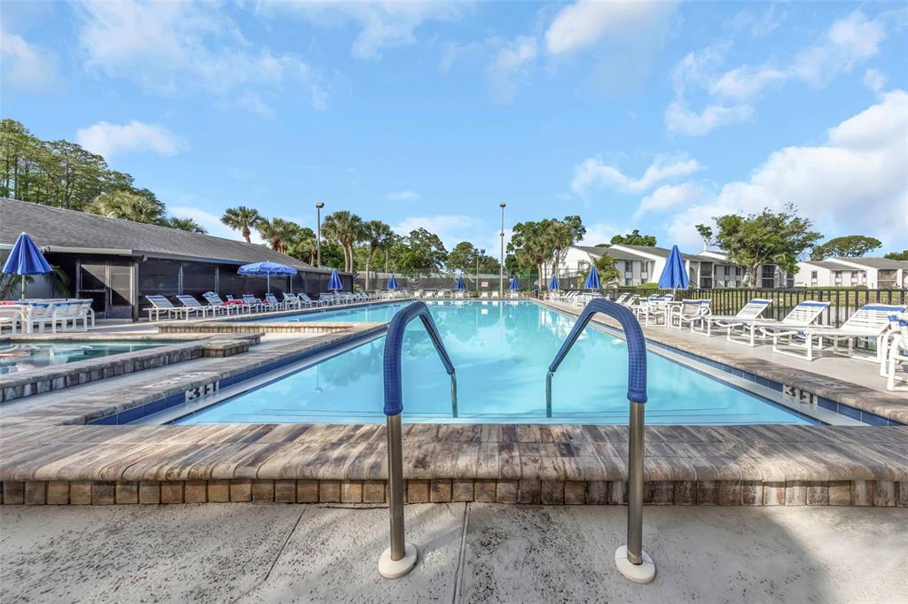1308 Pine Ridge Circle East, Unit H1 Tarpon Springs, FL 34688 - Photo 44 of 50 a view of a swimming pool with a patio