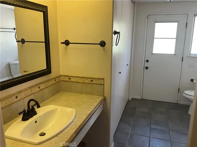 a bathroom with a sink and a tub