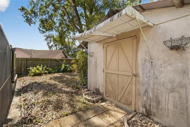 a view of a wooden door