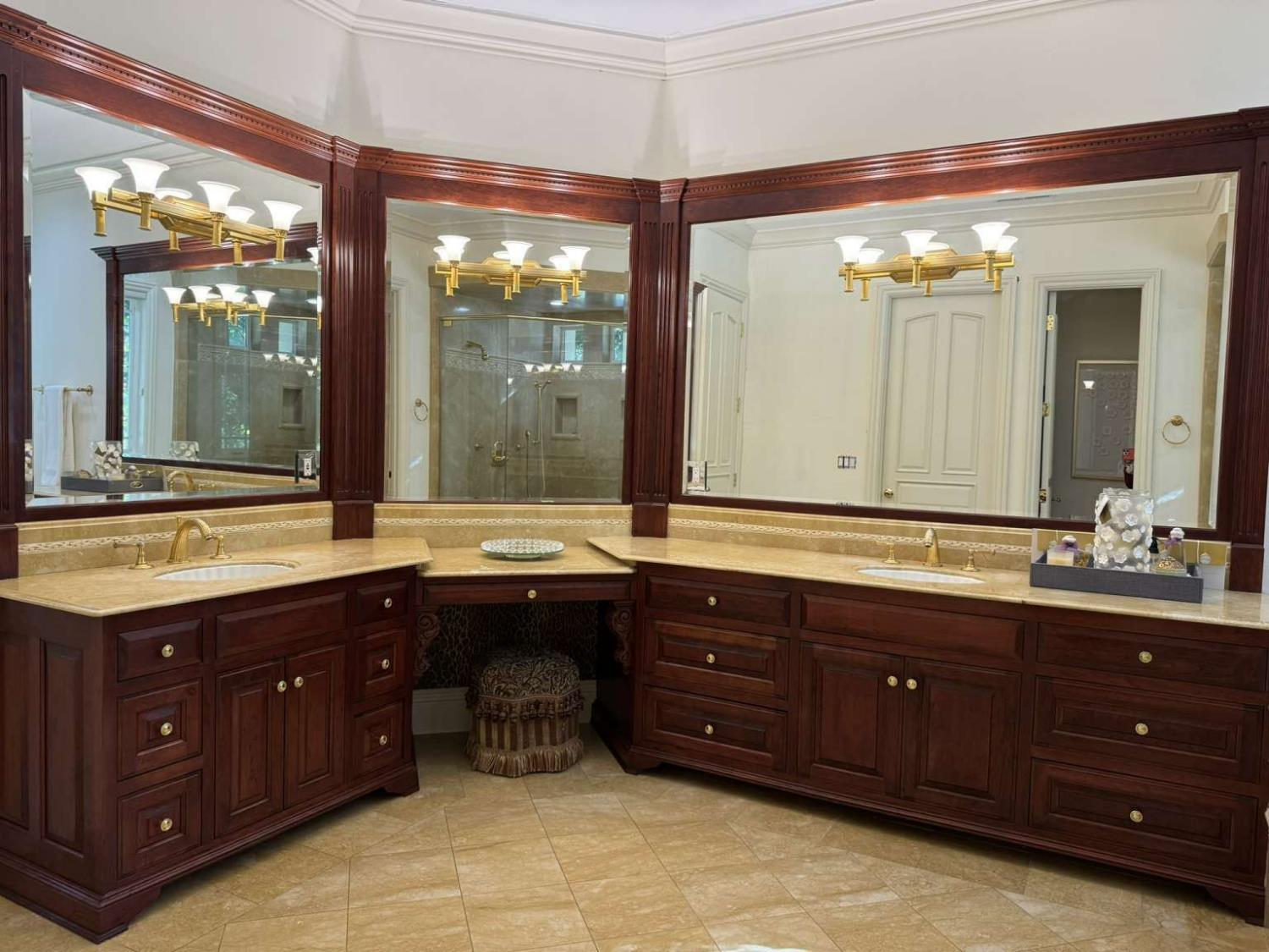 5403 Blackhawk Drive Danville, CA 94506 - Photo 22 of 47 a spacious bathroom with a granite countertop double vanity and a large mirror