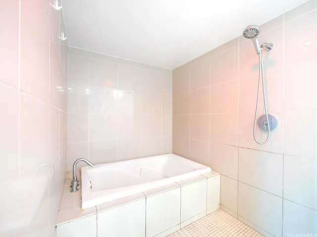 a bathroom with a bathtub