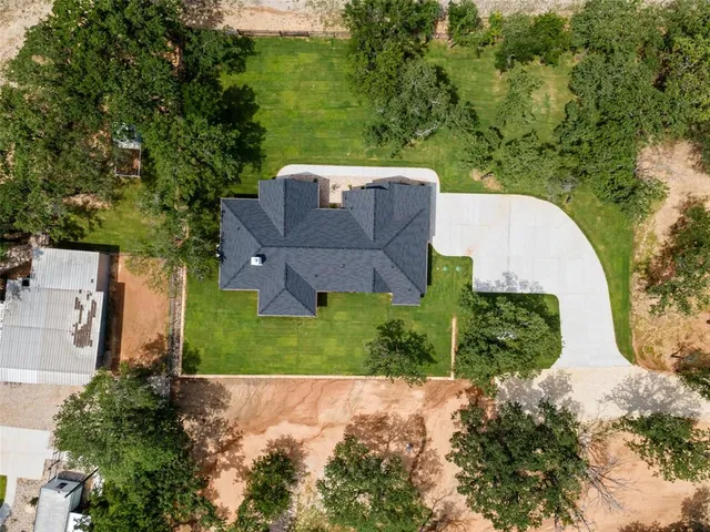 an aerial view of a house