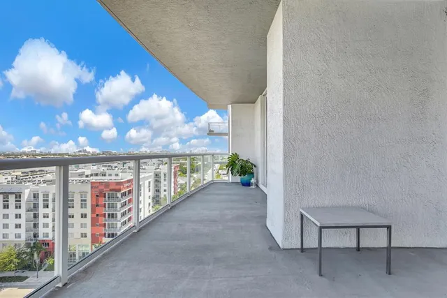 a view of city from a balcony