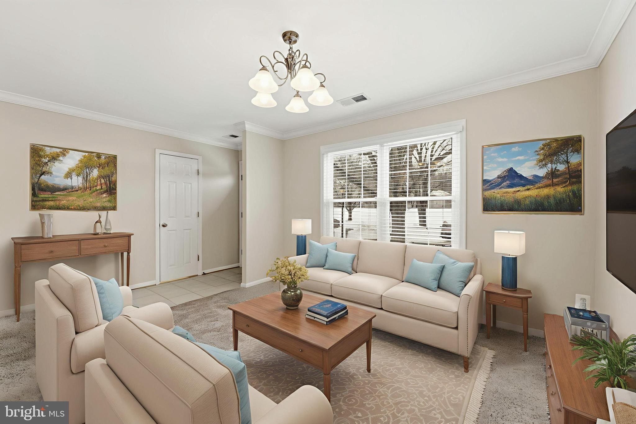 6036 Old Landing Way, Unit 29 Burke, VA 22015 - Photo 3 of 31 a living room with furniture a large window and a dining table