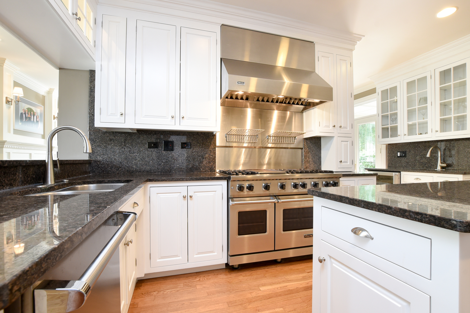 300 North Delaplaine Road Riverside, IL 60546 - Photo 17 of 50 a kitchen with stainless steel appliances granite countertop a stove and a sink