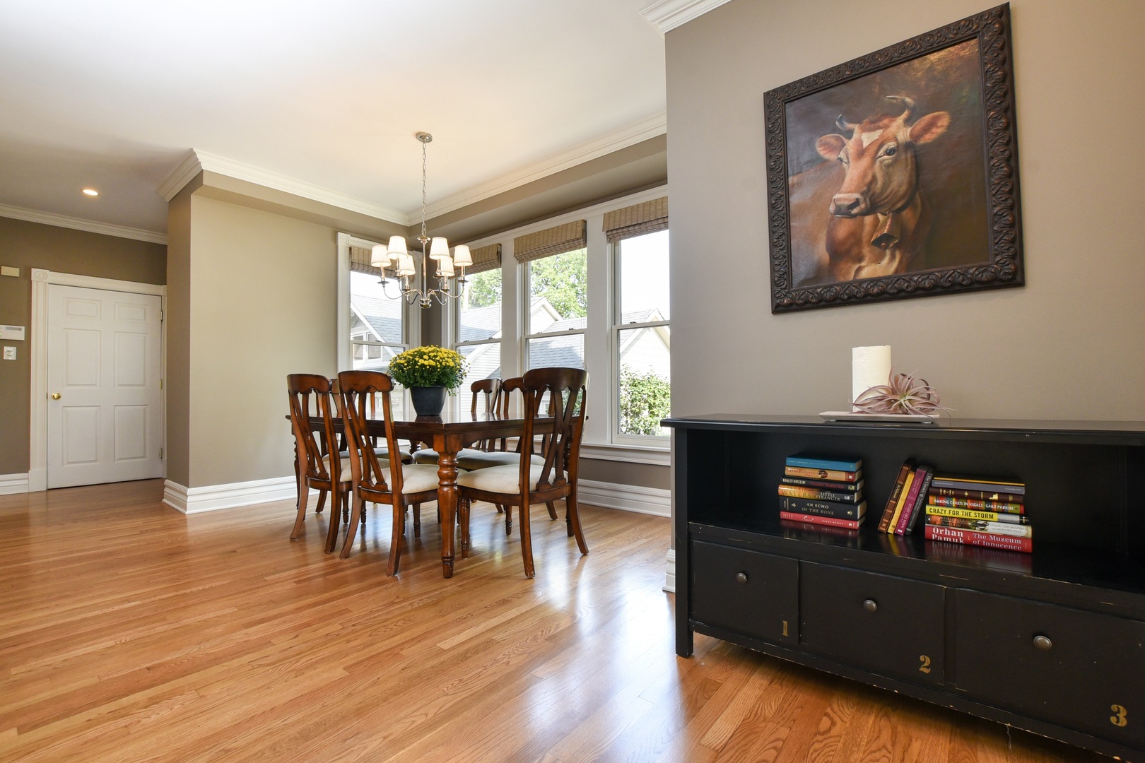 300 North Delaplaine Road Riverside, IL 60546 - Photo 21 of 50 a view of a dining room with furniture window and wooden floor